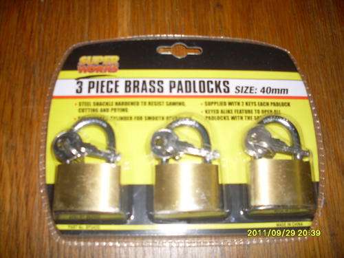 3 Piece 30 mm Brass Padlocks