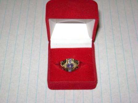 100% SOLID 14CT YELLOW GOLD DIAMOND & TANZANITE RING
