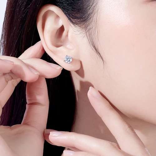 *R6500*Luxury Moissanite Diamond, 925 Sterling Silver Unisex Earring 6.5mm