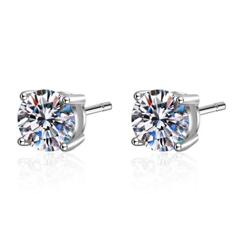 *R6500*Luxury Moissanite Diamond, 925 Sterling Silver Unisex Earring 6.5mm