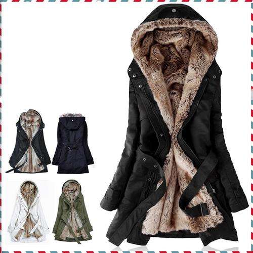 Faux fur lining women's fur Hoodies Ladies coats winter warm long coat jacket