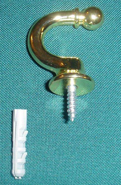 Beautifull Ball end tieback hooks with wall plugs - sold individually