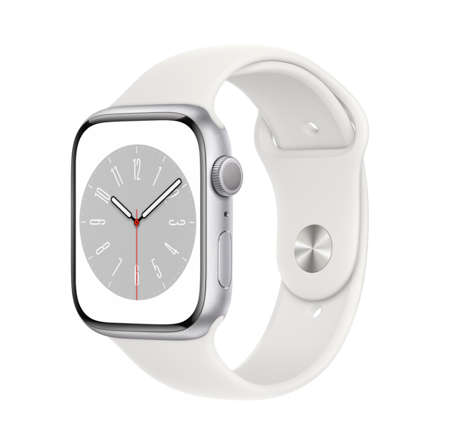 Apple Watch Series 8 GPS + Cellular 45mm Silver Aluminium Case with White SB