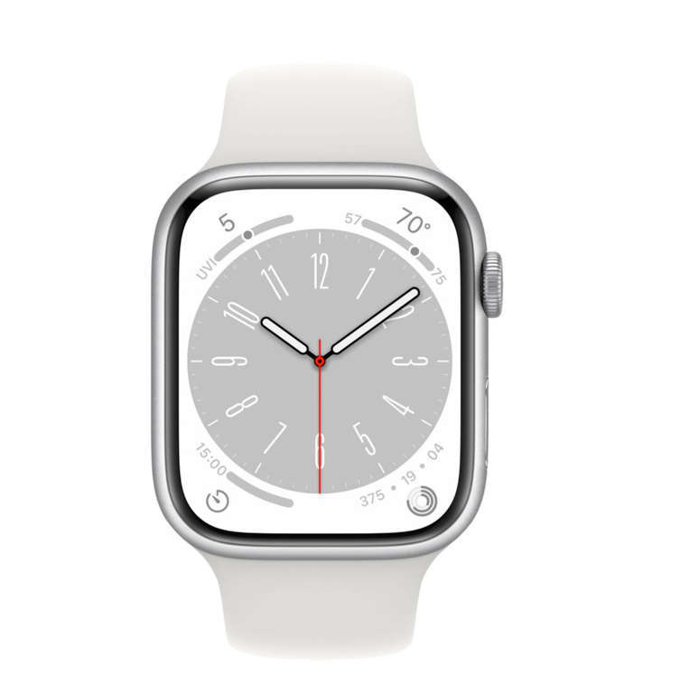 Apple Watch Series 8 GPS + Cellular 45mm Silver Aluminium Case with White SB