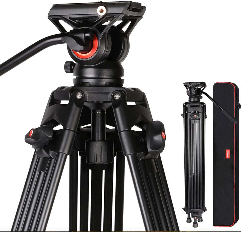 COMAN Complete Professional Heavy Duty Aluminum Tripod 360 Degree Fluid Head and Mono Pod