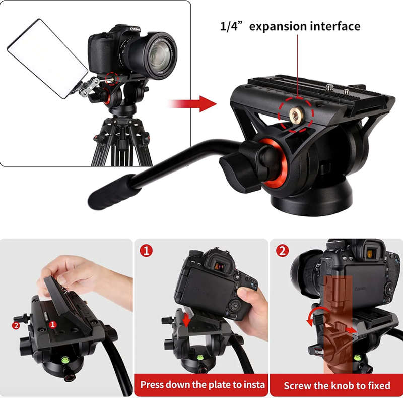 COMAN Complete Professional Heavy Duty Aluminum Tripod 360 Degree Fluid Head and Mono Pod