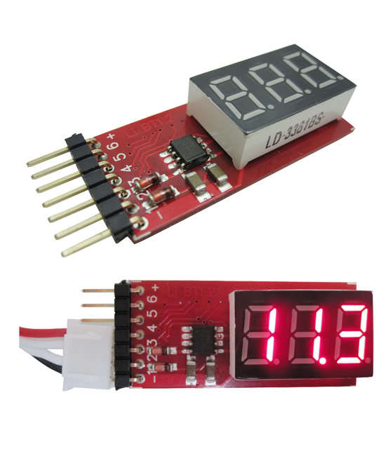 Li-Po 2S-6S LED Battery Voltage Tester
