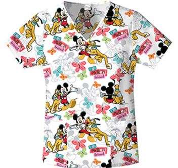 Mickey Mouse and Pluto Medical Scrubs top - medium (size)