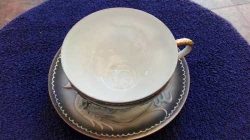 JAPANESE LITHOPHANE CUP AND SAUCER!!!