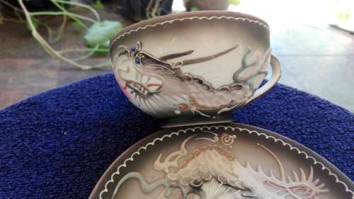 JAPANESE LITHOPHANE CUP AND SAUCER!!!