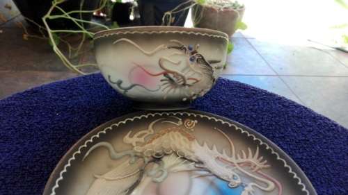JAPANESE LITHOPHANE CUP AND SAUCER!!!