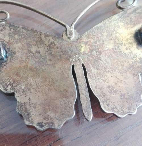 SILVER AND ENAMEL BUTTERFLY BROOCH!!!