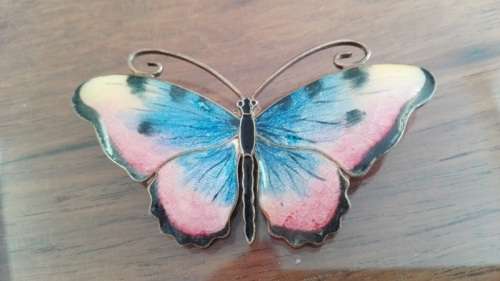 SILVER AND ENAMEL BUTTERFLY BROOCH!!!
