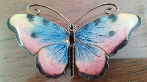 SILVER AND ENAMEL BUTTERFLY BROOCH!!!