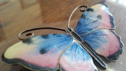 SILVER AND ENAMEL BUTTERFLY BROOCH!!!
