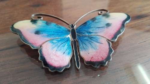 SILVER AND ENAMEL BUTTERFLY BROOCH!!!
