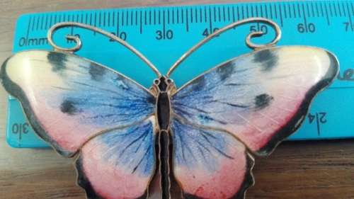 SILVER AND ENAMEL BUTTERFLY BROOCH!!!