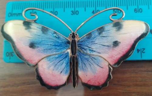 SILVER AND ENAMEL BUTTERFLY BROOCH!!!