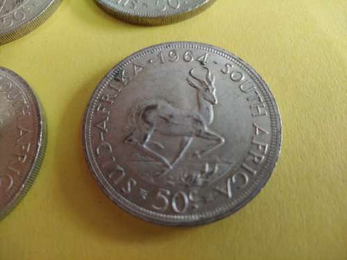 LOT #1 FOUR 1964 SOUTH AFRICAN 50 CENTS COINS