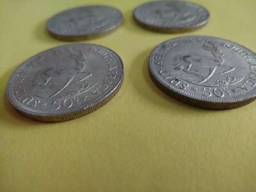 LOT #1 FOUR 1964 SOUTH AFRICAN 50 CENTS COINS
