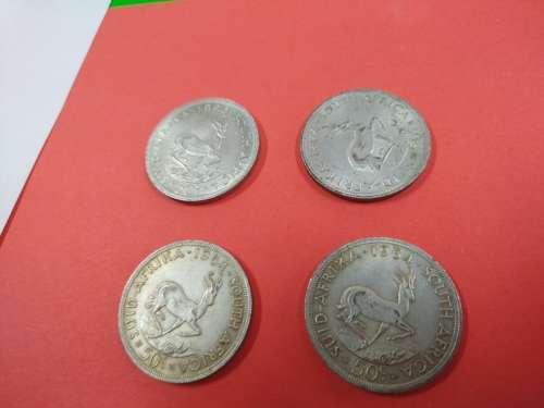 LOT #3 FOUR 1964 SOUTH AFRICAN 50 CENTS COINS