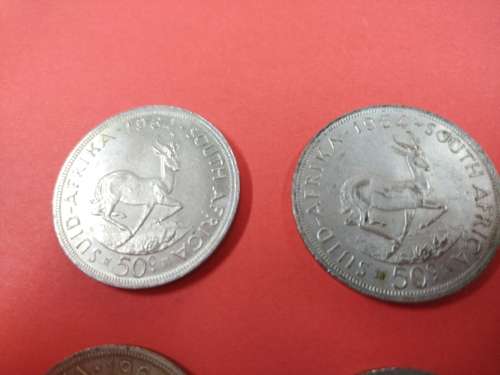 LOT #3 FOUR 1964 SOUTH AFRICAN 50 CENTS COINS