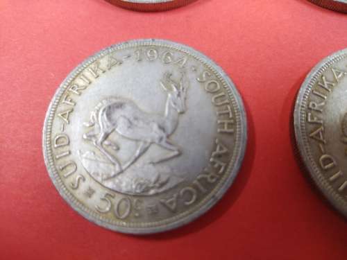 LOT #3 FOUR 1964 SOUTH AFRICAN 50 CENTS COINS