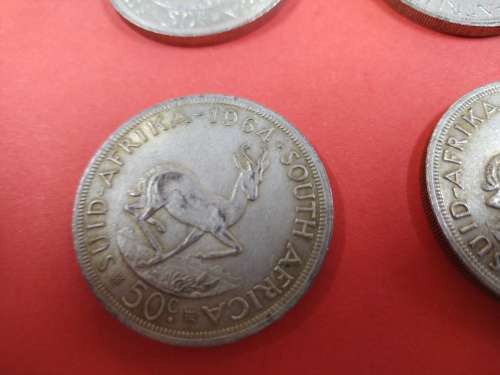 LOT #3 FOUR 1964 SOUTH AFRICAN 50 CENTS COINS