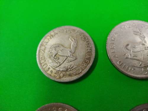 LOT #4 FOUR 1964 SOUTH AFRICAN 50 CENTS COINS