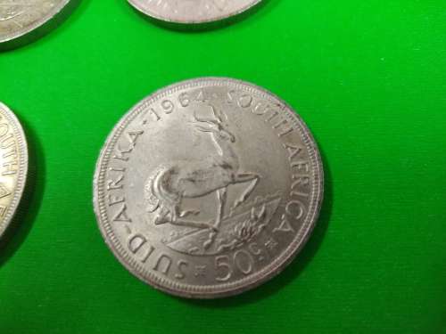 LOT #4 FOUR 1964 SOUTH AFRICAN 50 CENTS COINS
