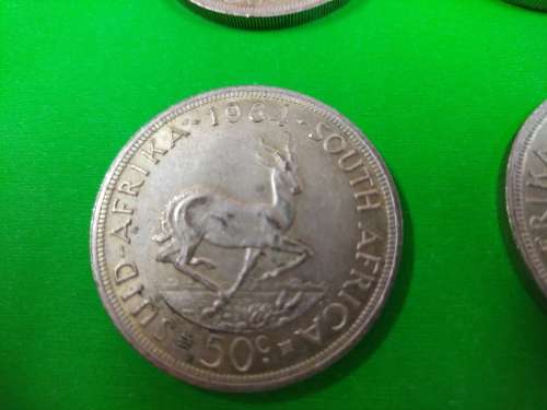 LOT #4 FOUR 1964 SOUTH AFRICAN 50 CENTS COINS