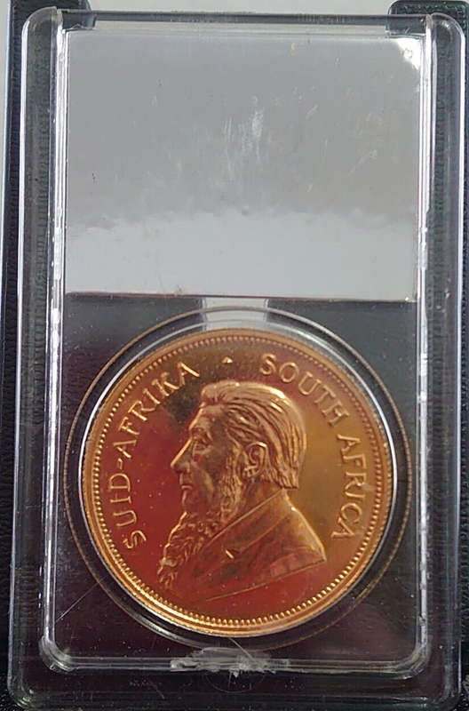 RARE SLABBED 1968 SOUTH AFRICA GOLD ONE OUNCE KRUGERRAND COIN IN MINT CONDITION
