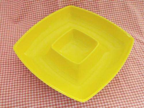Pair of 70s Yellow Vintage Dip Platters