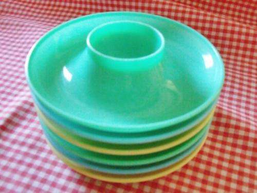 Set of Six Retro Plastic Egg Cups