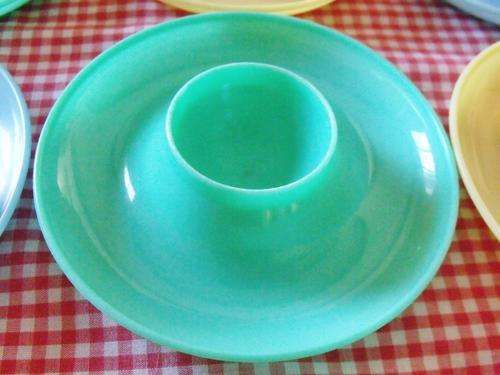 Set of Six Retro Plastic Egg Cups
