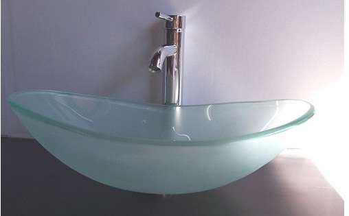 Frosted Tempered Glass Basin (Gondola shape) + free mounting ring