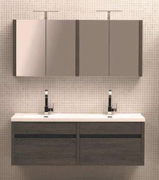 Fabulous 1500 mm L Double basin Dark Oak or High Gloss White Wall Mount Modern Bathroom Vanity