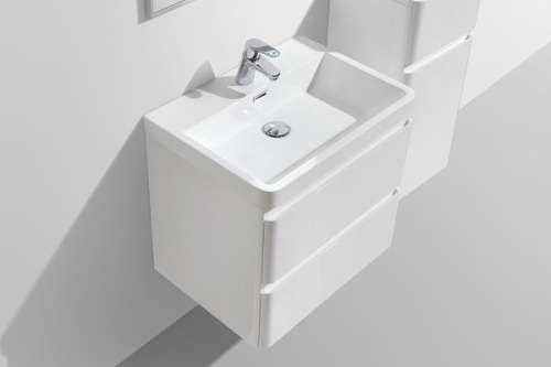 Contemporary Bathroom cabinet with rounded corners, 600 mm L, 2 drawers with BLUM rails, WHITE