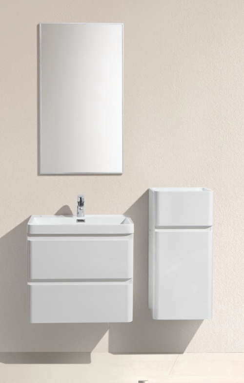 Contemporary Bathroom cabinet with rounded corners, 600 mm L, 2 drawers with BLUM rails, WHITE