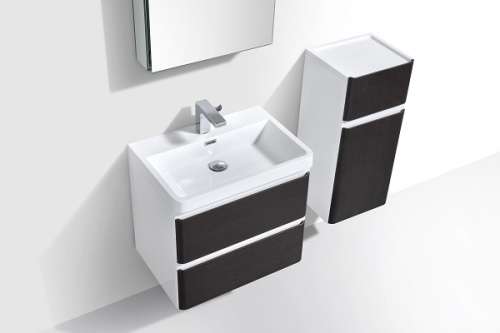 Contemporary Bathroom cabinet with rounded corners, 600 mm L, 2 drawers with BLUM rails, WHITE