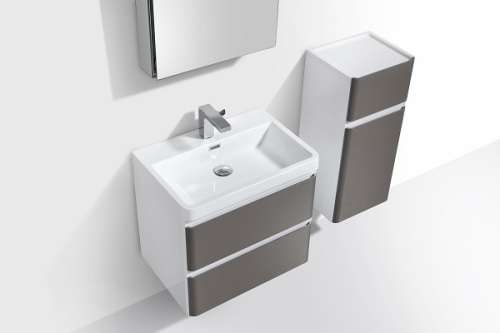 Contemporary Bathroom cabinet with rounded corners, 600 mm L, 2 drawers with BLUM rails, WHITE
