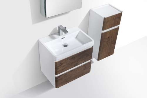 Contemporary Bathroom cabinet with rounded corners, 600 mm L, 2 drawers with BLUM rails, WHITE