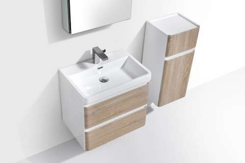 Contemporary Bathroom cabinet with rounded corners, 600 mm L, 2 drawers with BLUM rails, WHITE