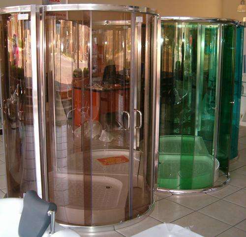 SPECIAL 5/6 mm Tempered Glass semi frameless Round Shower + tray, various colours