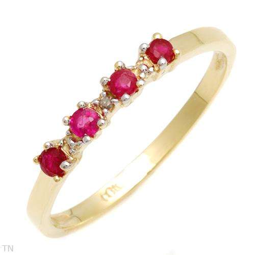 IN STOCK: 10K gold ring with  Precious Stones - Genuine Diamond + Rubies