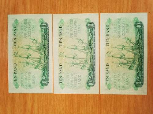 S.A. Bank Note: G.RISSIK : TEN RAND/ TIEN RAND IN CONSECUTIVE NUMBERS HIGH GRADE