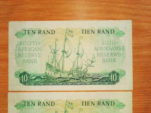 S.A. Bank Note: G.RISSIK : TEN RAND/ TIEN RAND IN CONSECUTIVE NUMBERS HIGH GRADE