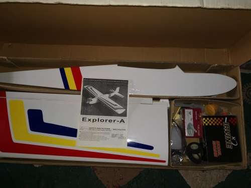 Radio controlled airplane with radio transmitter