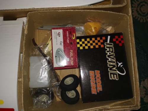 Radio controlled airplane with radio transmitter