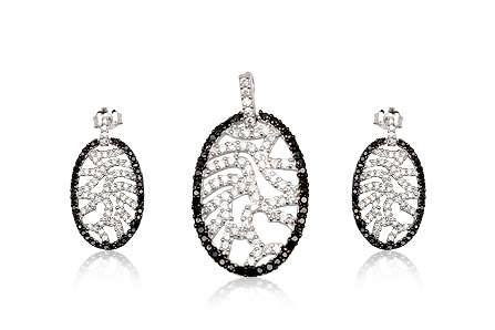 Exquisite!! Unique design Black & White Sterling Silver Set